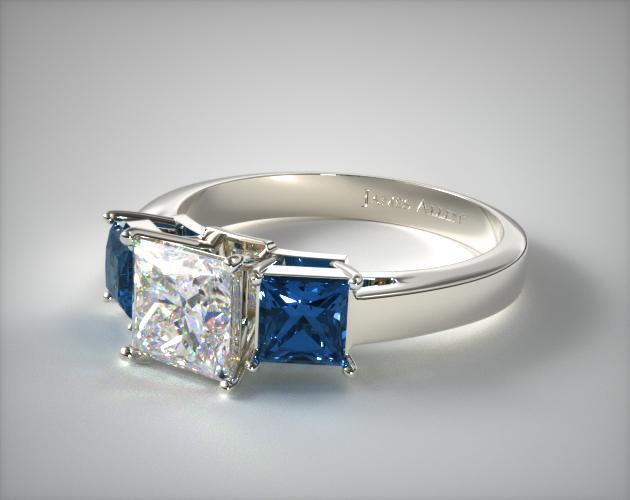 11152w 18k white gold three stone princess shaped blue design your own resume