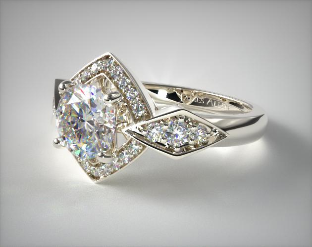 Art Deco Geometric Diamond Engagement Ring | 14K White ... (630 x 500 Pixel)