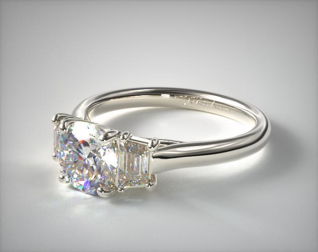 17205W14 Three Stone Trellis Diamond Engagement Ring