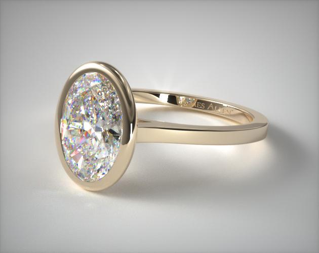 18k Yellow Gold Bezel Solitaire Engagement Ring (Oval Center) 17254Y
