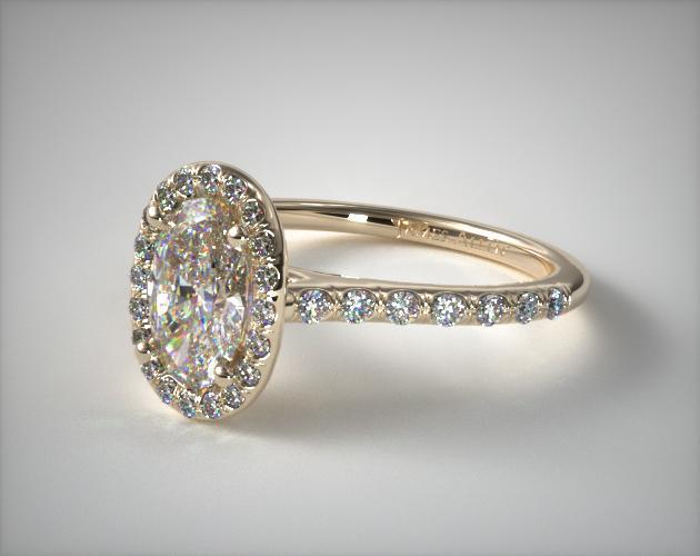 Pave Halo Diamond Engagement Ring (Oval Center) 14K