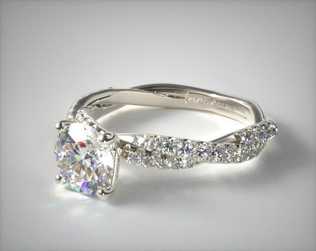 Pave Twist White Diamond Engagement Ring | 14K White Gold ...