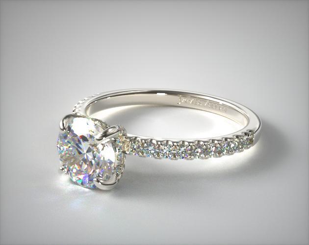 Halo Diamond Engagement Ring With Pave Setting Halo Diamond Engagement Ring With Pave Setting
