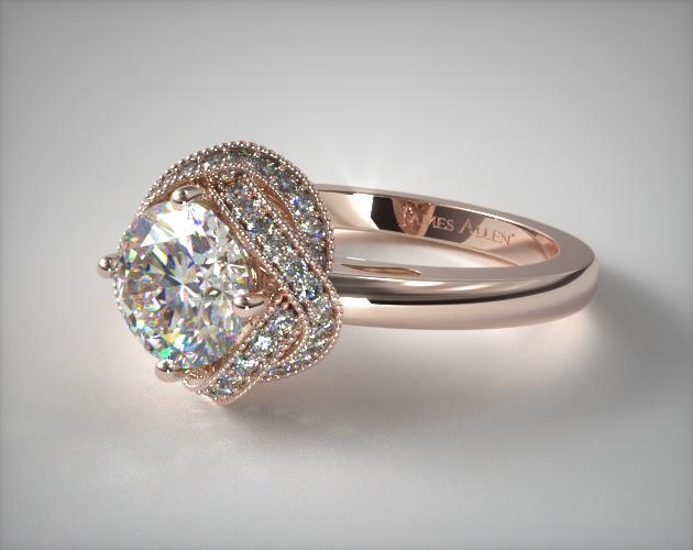 Infinity Milgrain Halo Engagement Ring | 14K Rose Gold | 17535R14