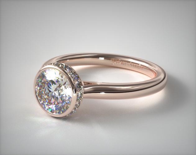 Pave Crown Bezel Engagement Ring | 14K Rose Gold | James