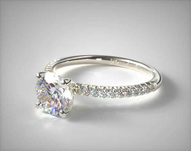engagement rings, pave, platinum petite pave engagement ...