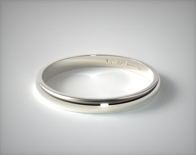 3mm Traditional Slightly Curved Wedding Ring Platinum 19128P