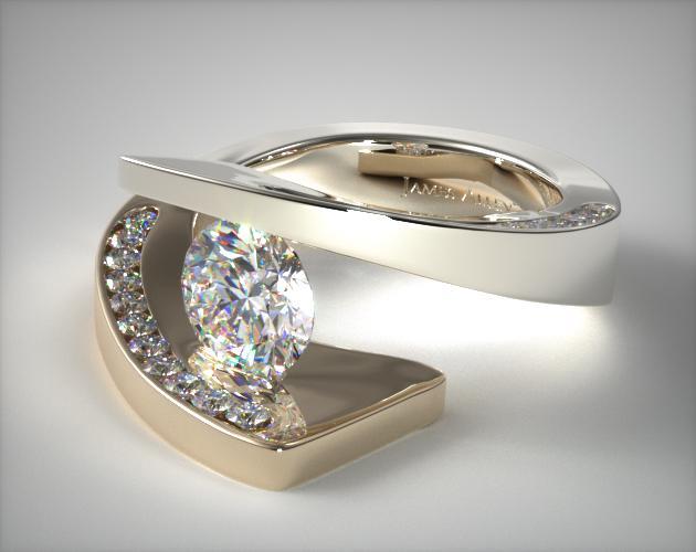 Yellow gold tension engagement rings