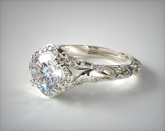 Diamond Filigree Engagement Ring | 14K White Gold | 17450W14