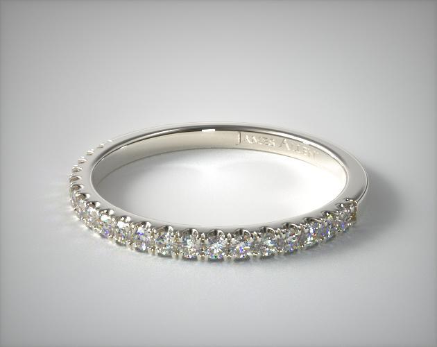 Thin Pave Set Diamond Wedding Ring Platinum James