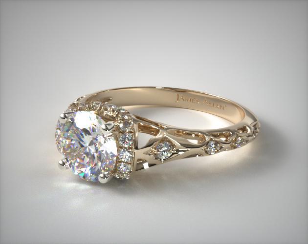 Enchanted Filigree Engagement Ring | 14K Yellow Gold