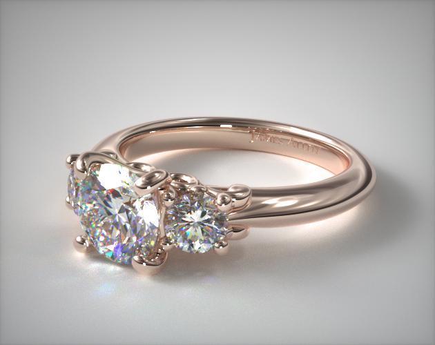 17929R14 | Three Stone Diamond Engagement Ring with Scroll